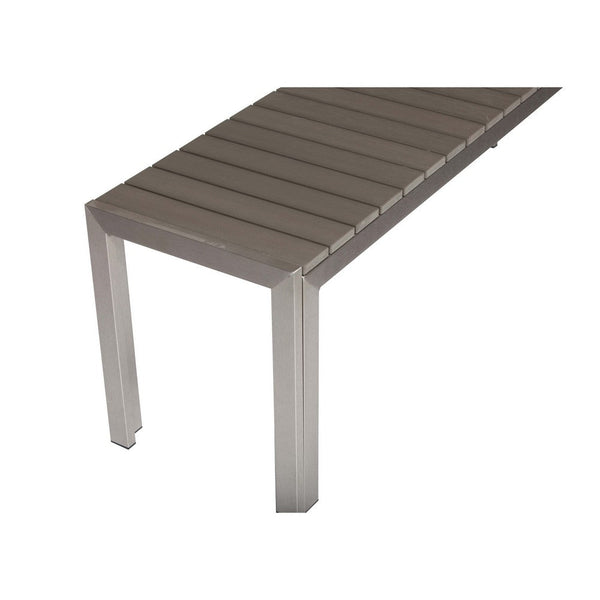 Benzara Theo 53 Inch Outdoor Bench Gray Aluminum Frame Plank Style Seat Surface - BM287726