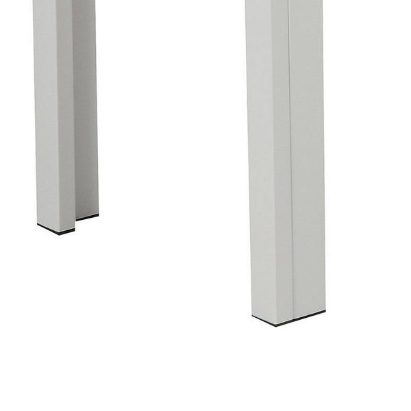 Benzara Theo 53 Inch Outdoor Bench White Aluminum Frame Plank Style Seat Surface - BM287720