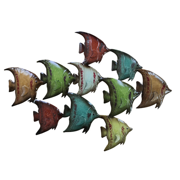 Benzara Three Dimensional Hanging Metal Fish Wall Art Decor Multicolor - BM05387