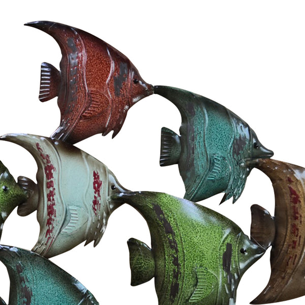 Benzara Three Dimensional Hanging Metal Fish Wall Art Decor Multicolor - BM05387