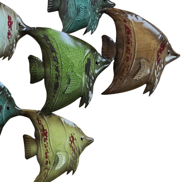 Benzara Three Dimensional Hanging Metal Fish Wall Art Decor Multicolor - BM05387