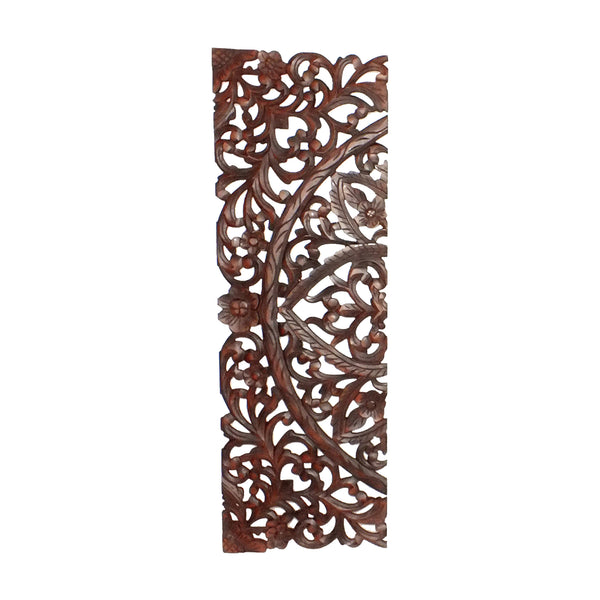 Benzara Three Piece Wooden Wall Panel Set With Traditional Scrollwork And Floral Details Brown - BM00067