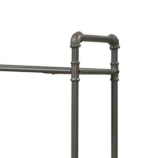 Benzara Three Tier Metal Bookshelf With Wooden Shelves Oak Brown & Gray - BM184752