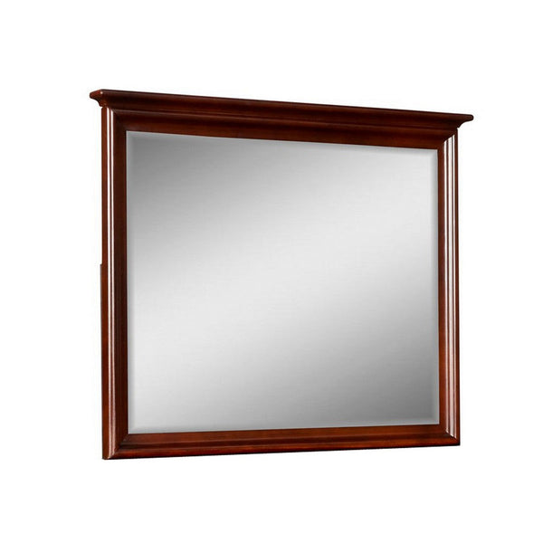 Benzara Tia 38 X 46 Dresser Mirror Basswood Square Frame Molded Tier Top Brown - BM309549