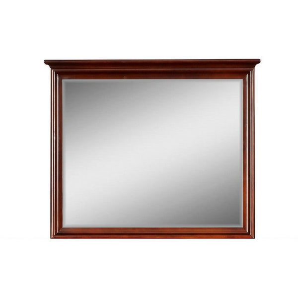 Benzara Tia 38 X 46 Dresser Mirror Basswood Square Frame Molded Tier Top Brown - BM309549