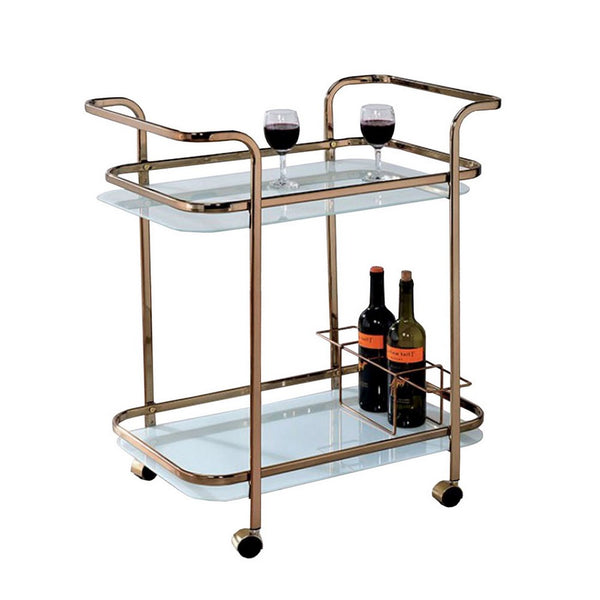 Benzara Tiana Contemporary Serving Cart In Champagne Finish - BM123225