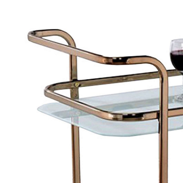 Benzara Tiana Contemporary Serving Cart In Champagne Finish - BM123225