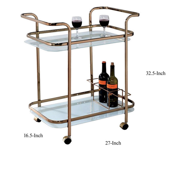 Benzara Tiana Contemporary Serving Cart In Champagne Finish - BM123225