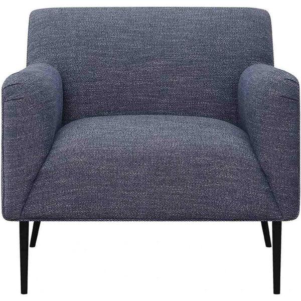 Benzara Tobin 33 Inch Accent Chair Padded Seat Waterfall Edge Pleated Arms Navy - BM294131