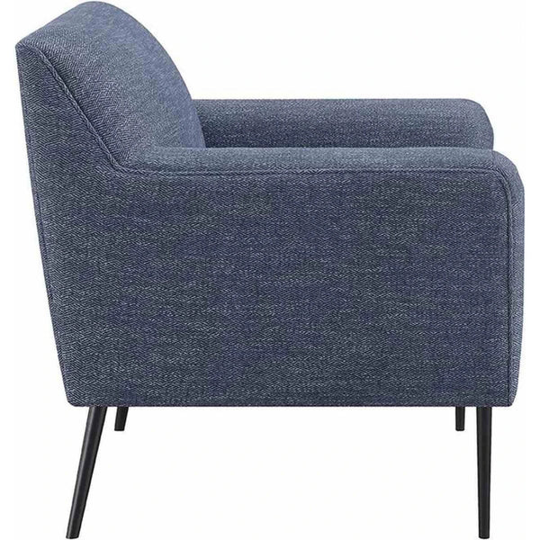 Benzara Tobin 33 Inch Accent Chair Padded Seat Waterfall Edge Pleated Arms Navy - BM294131