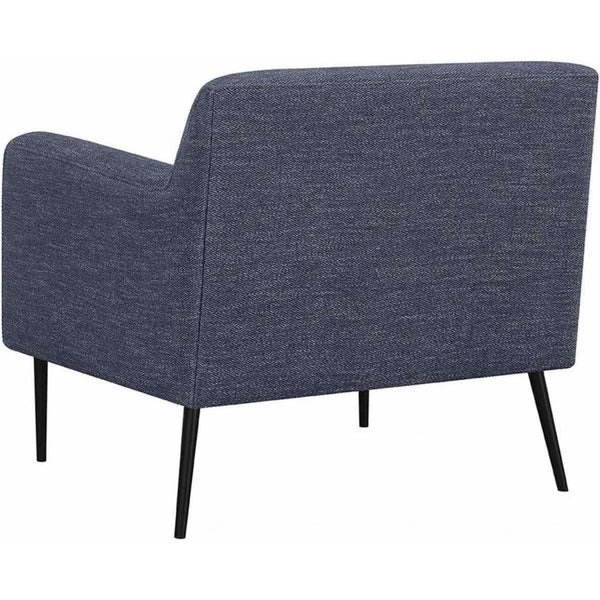 Benzara Tobin 33 Inch Accent Chair Padded Seat Waterfall Edge Pleated Arms Navy - BM294131