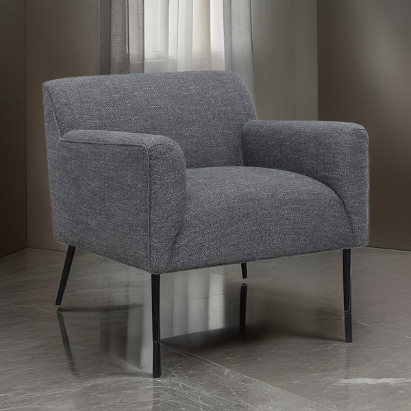 benzara Tobin 33 Inch Accent Chair Padded Seat Waterfall Edge Pleated Arms Gray - BM294125