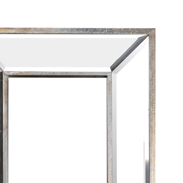 Benzara Toby 12 X 18 Inch Wall Mount Accent Mirror Antique Silver Wood Frame - BM286094