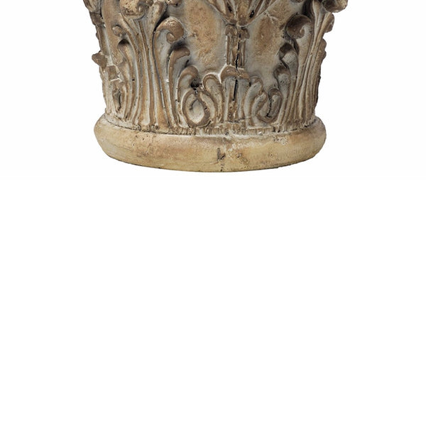 Benzara Traditional Resin Decorative Pedestal With Scrolled Design Weathered Brown - BM147076