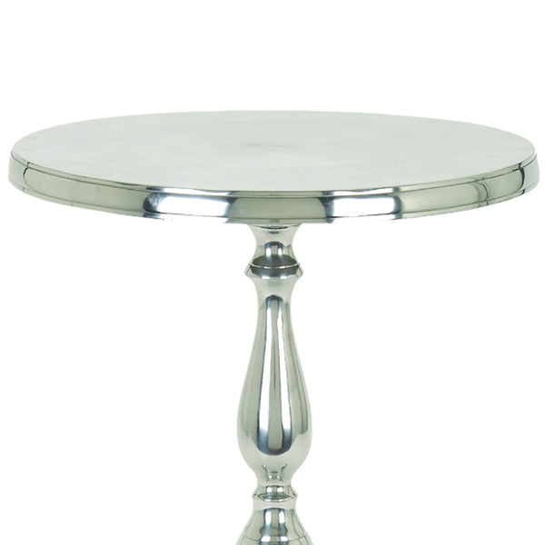 Benzara Traditional Style Aluminum Accent Table With Pedestal Base Silver - BM01816
