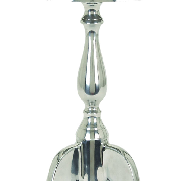 Benzara Traditional Style Aluminum Accent Table With Pedestal Base Silver - BM01816