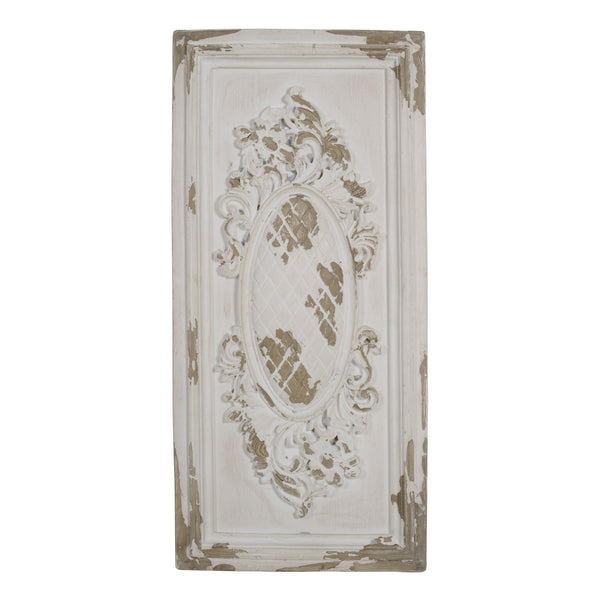 benzara Traditional Style Decorative Wall Panel White and Brown - BM200608