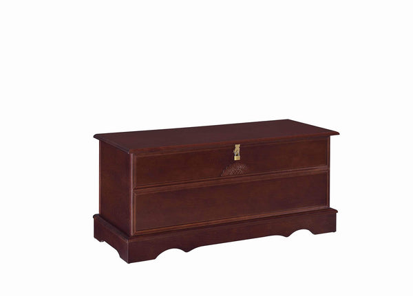 benzara Traditional Style Lift Top Wooden Chest with Locking Lid Dark Brown - BM215984