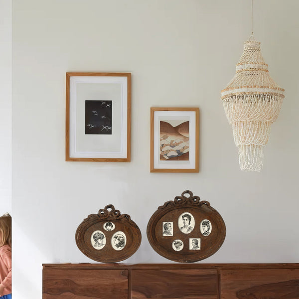 benzara Traditional Style Rustic Photo Frame in Ceramic Set of Two Brown