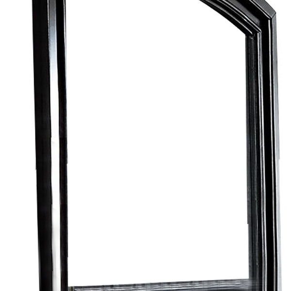 Benzara Traditional Style Wooden Frame Dresser Mirror With Curved Top Black - BM219846