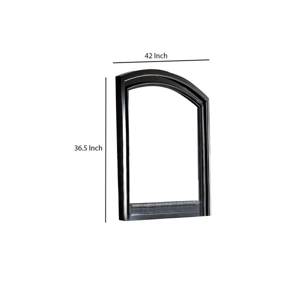 Benzara Traditional Style Wooden Frame Dresser Mirror With Curved Top Black - BM219846