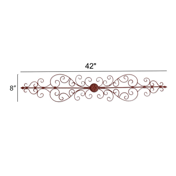 Benzara Traditionally Carved Metal Wall Plaque With Scrollwork Brown - BM01054