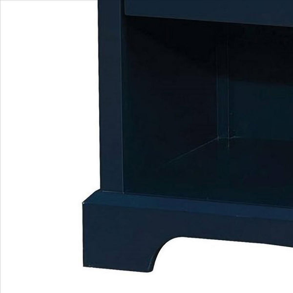 Benzara Transitional 1 Drawer Wooden Nightstand With Open Compartment Blue - BM239794