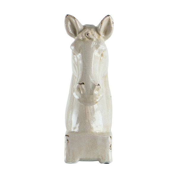 Benzara Transitional Style Ceramic Horse Head Decor Piece Large Beige - BM206726