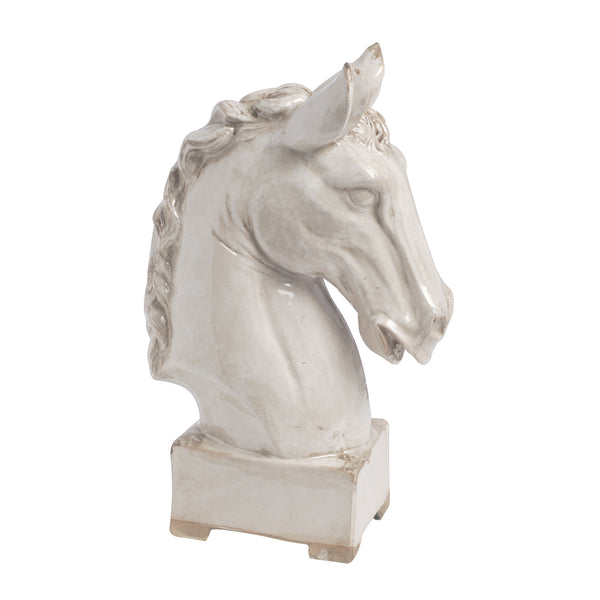 Benzara Transitional Style Ceramic Horse Head Decor Piece Large Beige - BM206726