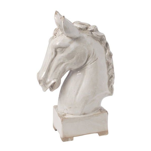benzara Transitional Style Ceramic Horse Head Decor Piece Large Beige - BM206726