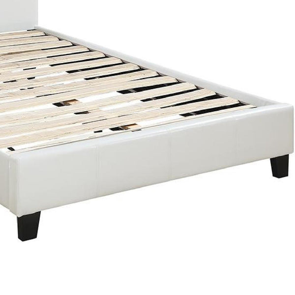 Benzara Transitional Style Leatherette Queen Bed With Padded Headboard White - BM232046