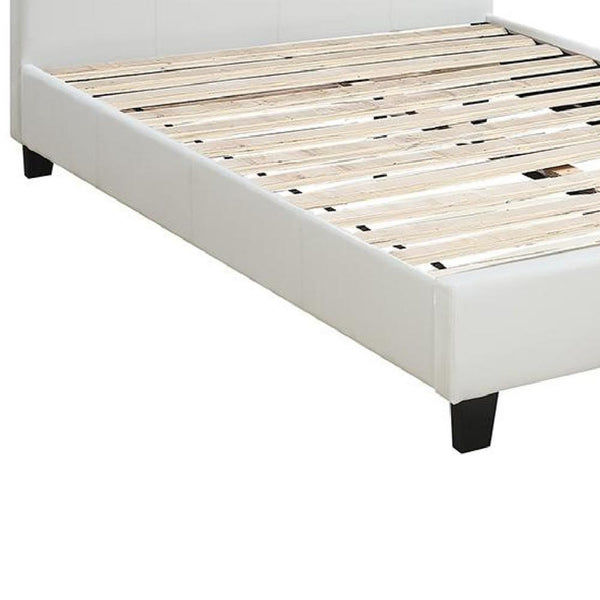 Benzara Transitional Style Leatherette Queen Bed With Padded Headboard White - BM232046
