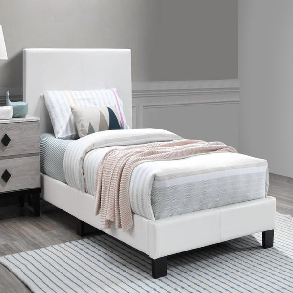 benzara Transitional Style Leatherette Queen Bed with Padded Headboard White - BM232046