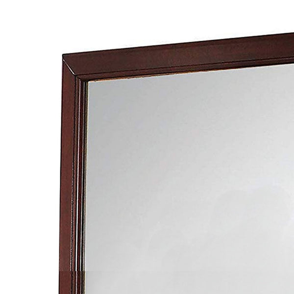 Benzara Transitional Style Mirror With Raised Wooden Frame Brown And Silver - BM205580