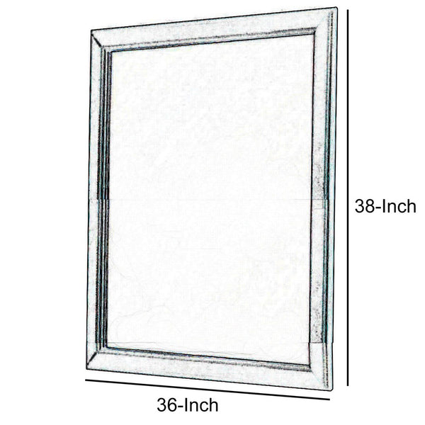 Benzara Transitional Style Mirror With Raised Wooden Frame Brown And Silver - BM205580