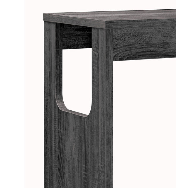 Benzara Transitional Style Wooden Bar Table With 3 Tier Side Shelves In Gray - BM204136