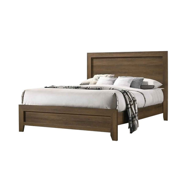 Benzara Transitional Style Wooden Eastern King Bed With Raised Molding Trim Brown - BM225936