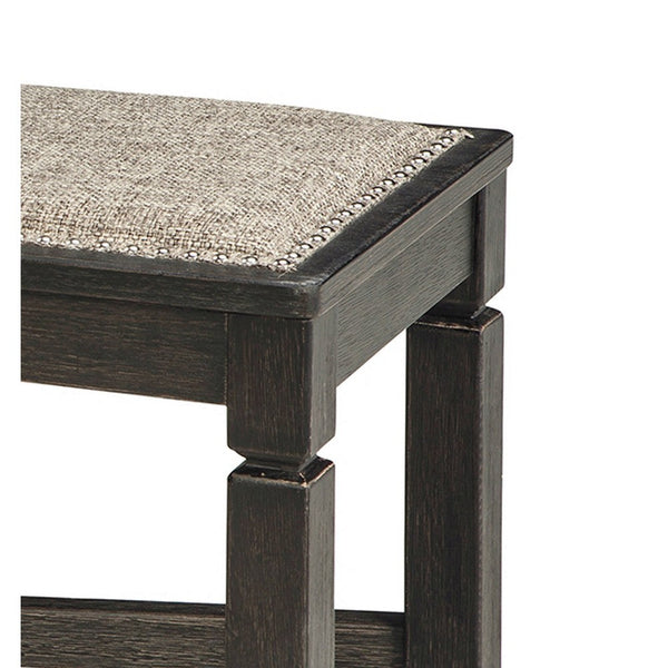 Benzara Trekk Dining Bench X-Stretcher And Nailhead Trim Black Wood 50 Inch -BM329787