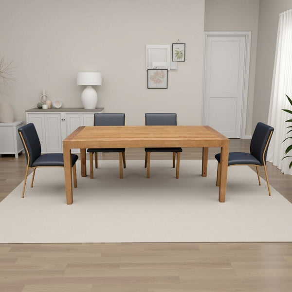 benzara Tuley Dining Table Pine Wood Natural Brown 71 Inch Rectangular Top -BM326636