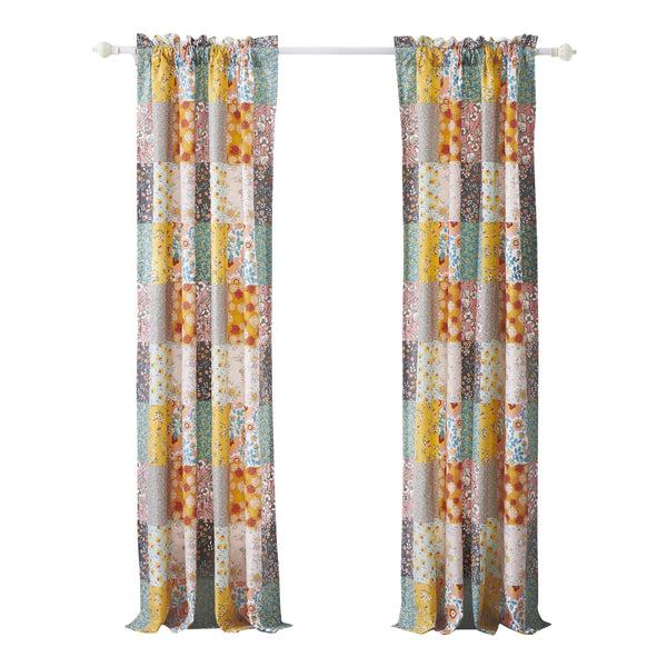 Benzara Turin 84 Inch Window Curtains Brushed Microfiber Multicolor Patchwork - BM294292