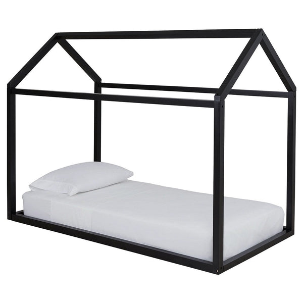 Benzara Twin Bed Frame With House Shaped Design Black - BM248079