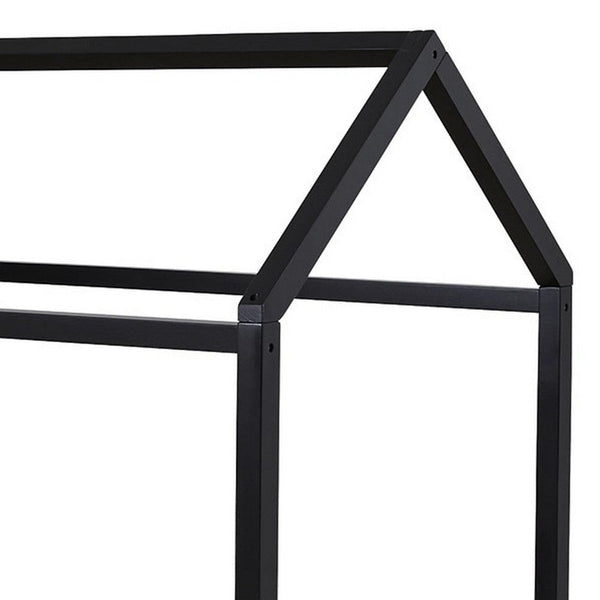 Benzara Twin Bed Frame With House Shaped Design Black - BM248079
