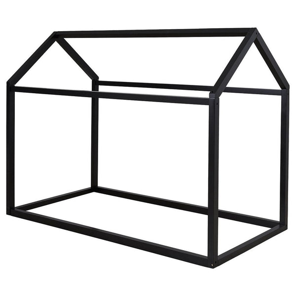 benzara Twin Bed Frame with House Shaped Design Black - BM248079