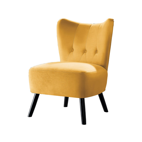 benzara Upholstered Armless Accent Chair with Flared Back and Button Tufting Yellow - BM219781