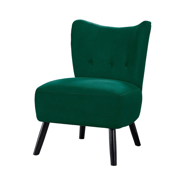 benzara Upholstered Armless Accent Chair with Flared Back and Button Tufting Green - BM219777