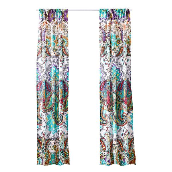 Benzara Vana 84 Inch Window Curtains Decorative Paisley Print Design Rod Pockets - BM293467