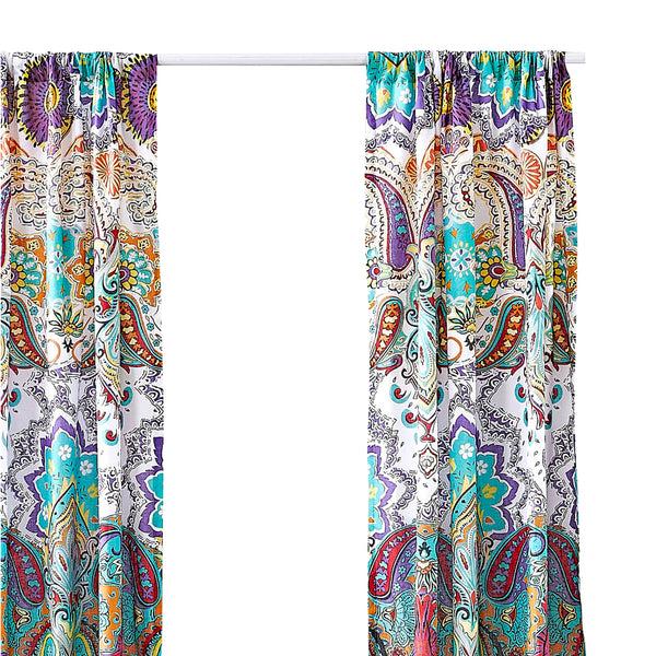 Benzara Vana 84 Inch Window Curtains Decorative Paisley Print Design Rod Pockets - BM293467