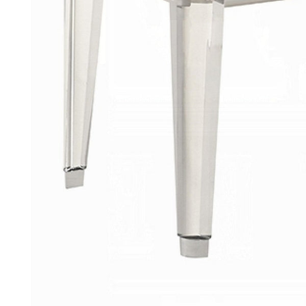 Benzara Veda Accent Bench Light Gray Boucle Pearl White Wood Finish 54 Inch -BM333140