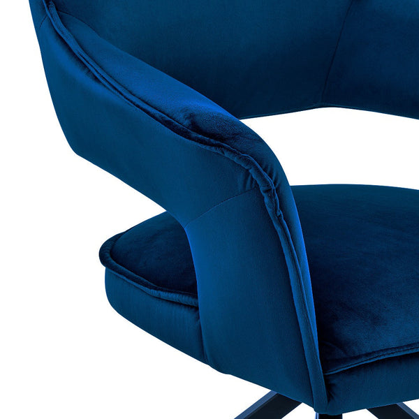 Benzara Velvet Upholstered Contemporary Accent Chair Black And Blue - BM248162
