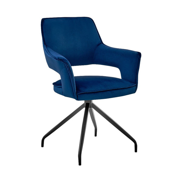 benzara Velvet Upholstered Contemporary Accent Chair Black and Blue - BM248162